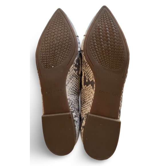 Womens Cole Haan Gray Leather Snake Print Pointed Toe Ballet Flats Size US 10B - Picture 10 of 12
